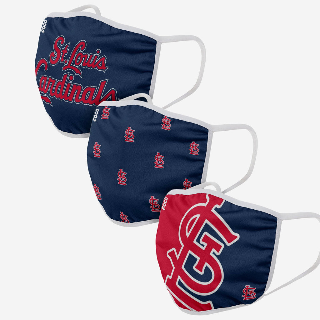 St Louis Cardinals 3 Pack Face Cover FOCO Adult - FOCO.com