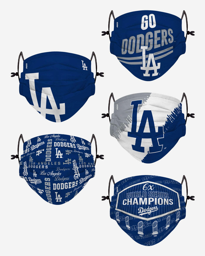 Los Angeles Dodgers Youth Rising Stars Adjustable 5 Pack Face Cover FOCO - FOCO.com