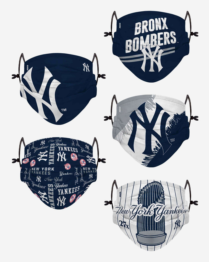 New York Yankees Youth Rising Stars Adjustable 5 Pack Face Cover FOCO - FOCO.com