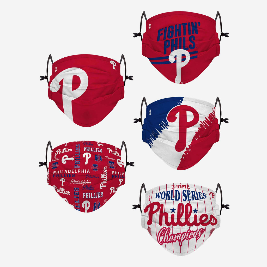 Philadelphia Phillies Youth Rising Stars Adjustable 5 Pack Face Cover FOCO - FOCO.com