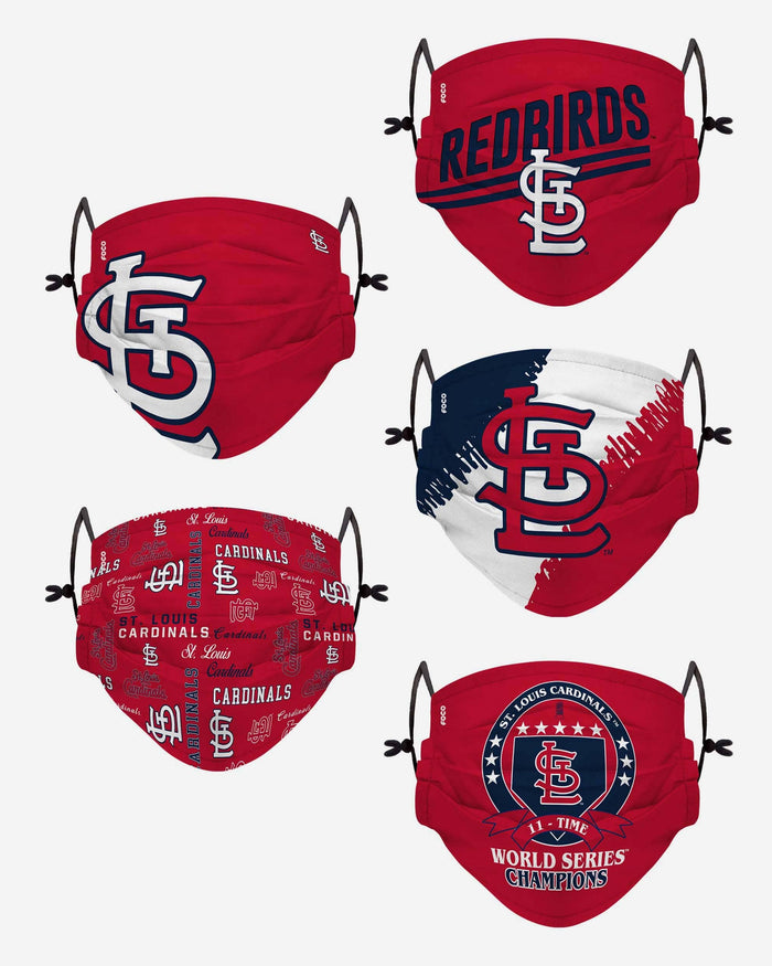 St Louis Cardinals Youth Rising Stars Adjustable 5 Pack Face Cover FOCO - FOCO.com