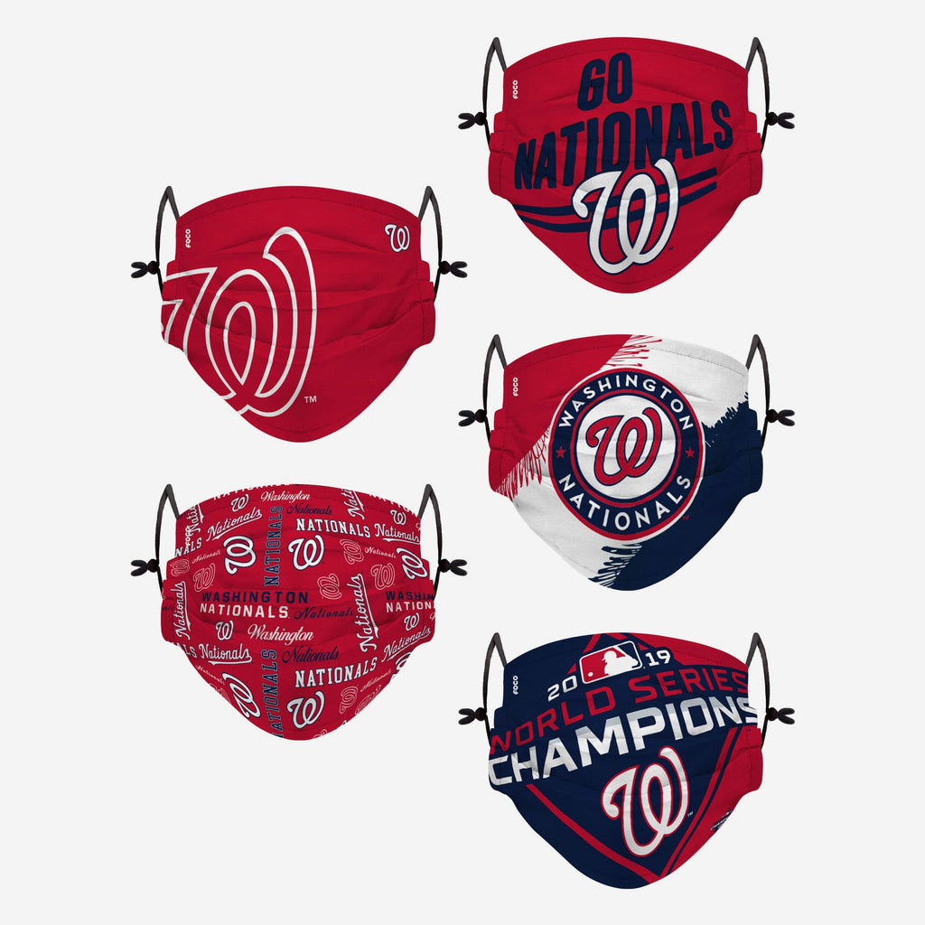 Washington Nationals Youth Rising Stars Adjustable 5 Pack Face Cover FOCO - FOCO.com