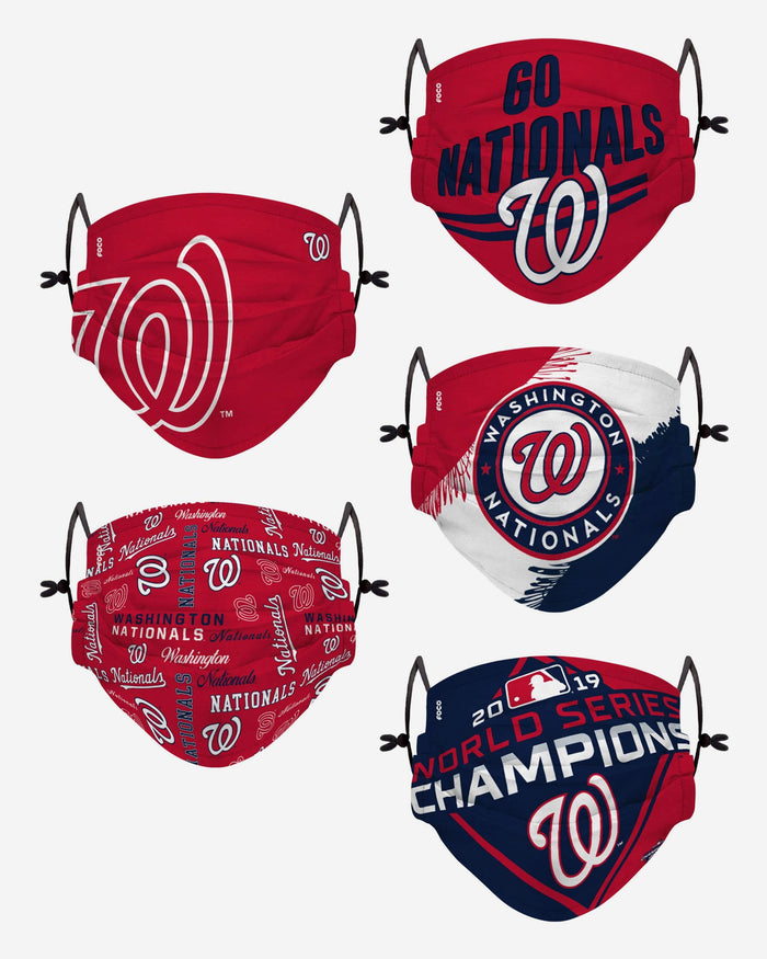 Washington Nationals Youth Rising Stars Adjustable 5 Pack Face Cover FOCO - FOCO.com