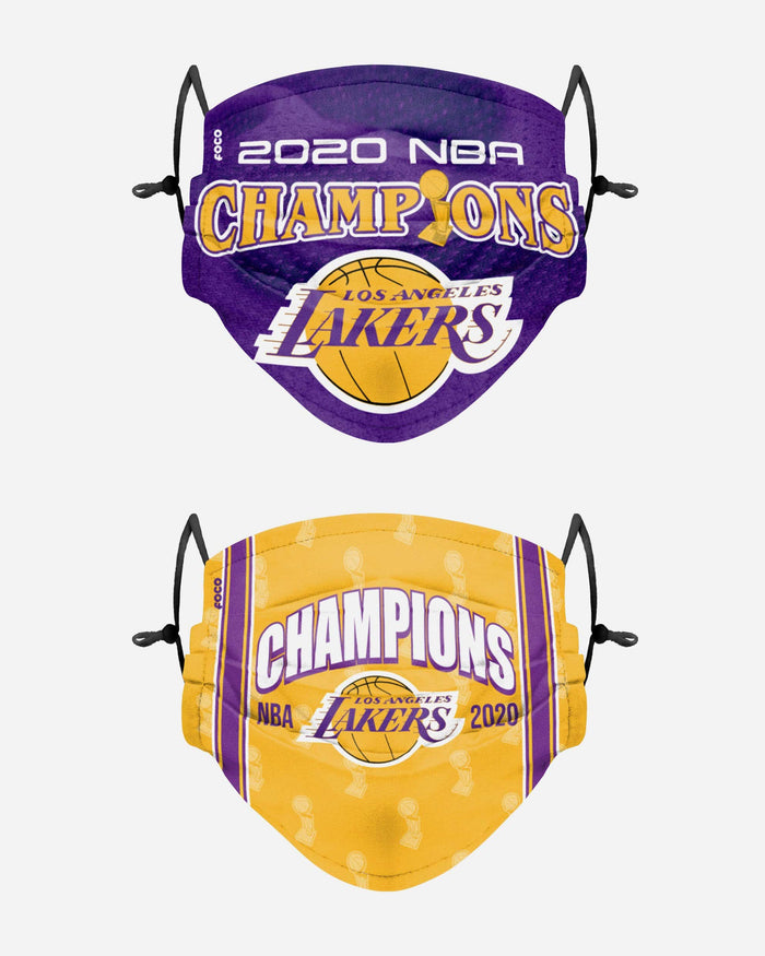 Los Angeles Lakers 2020 NBA Champions Adjustable 2 Pack Face Cover FOCO - FOCO.com