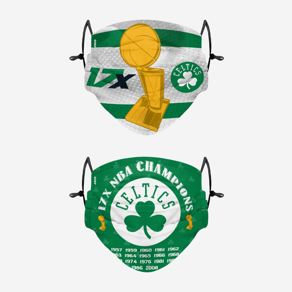 Boston Celtics Thematic Champions Adjustable 2 Pack Face Cover FOCO - FOCO.com
