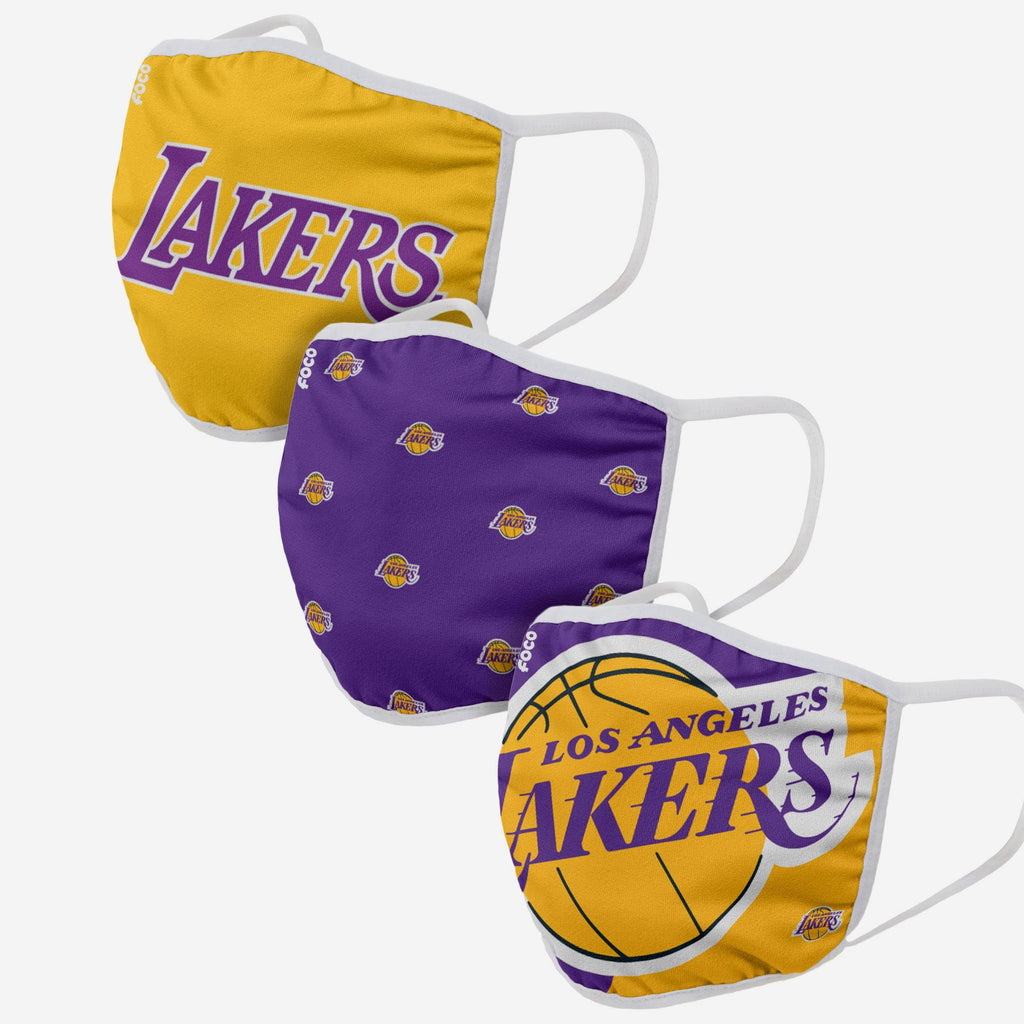 Los Angeles Lakers 3 Pack Face Cover FOCO Adult - FOCO.com