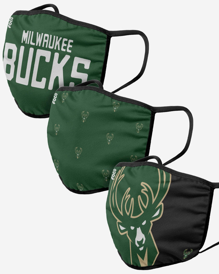 Milwaukee Bucks 3 Pack Face Cover FOCO Adult - FOCO.com