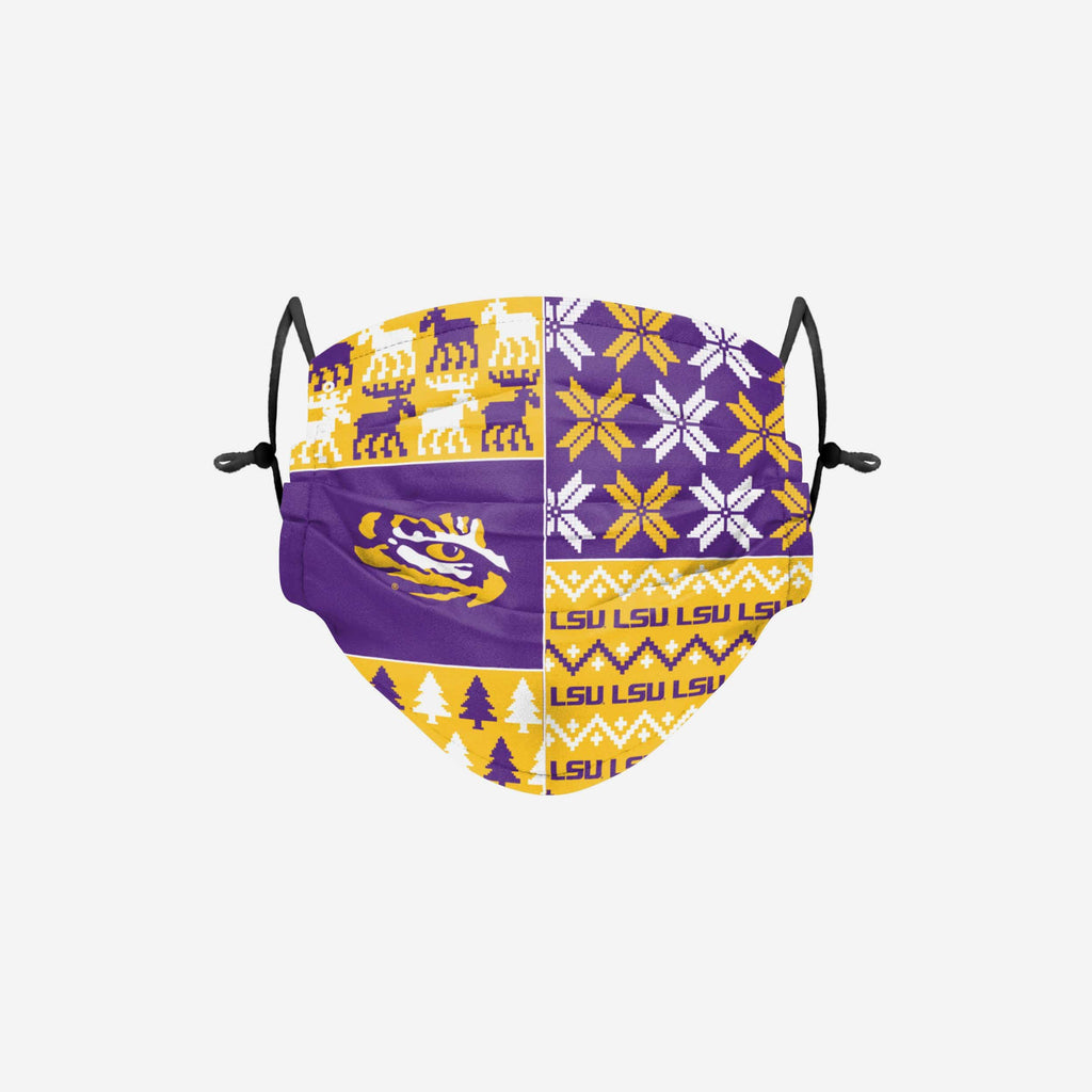 LSU Tigers Busy Block Adjustable Face Cover FOCO - FOCO.com