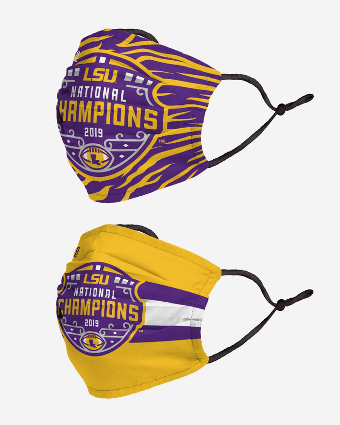 LSU Tigers 2019 Football National Champions Adjustable 2 Pack Face Cover FOCO - FOCO.com