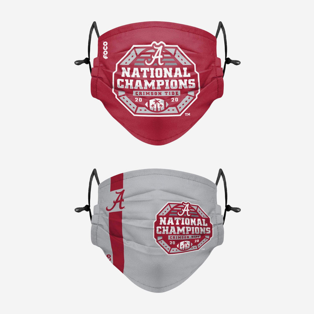 Alabama Crimson Tide 2020 Football National Champions Adjustable 2 Pack Face Cover FOCO - FOCO.com