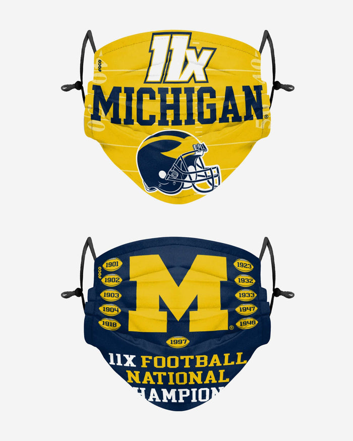 Michigan Wolverines Thematic Champions Adjustable 2 Pack Face Cover FOCO - FOCO.com