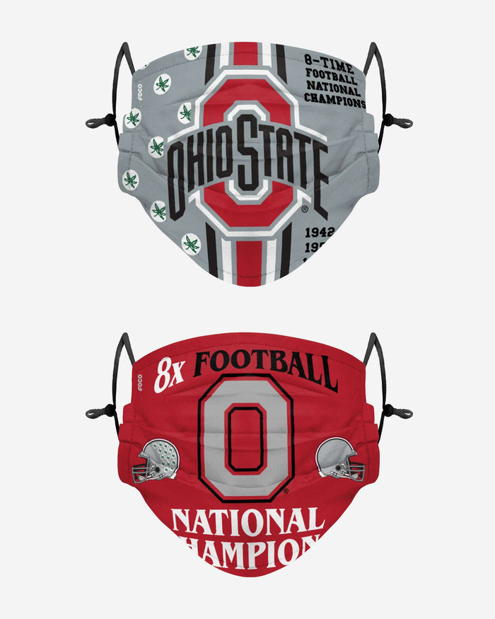 Ohio State Buckeyes Thematic Champions Adjustable 2 Pack Face Cover FOCO - FOCO.com