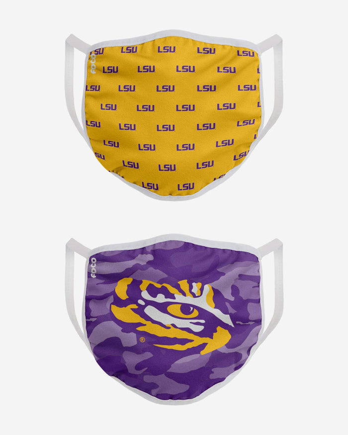 LSU Tigers Clutch 2 Pack Face Cover FOCO - FOCO.com
