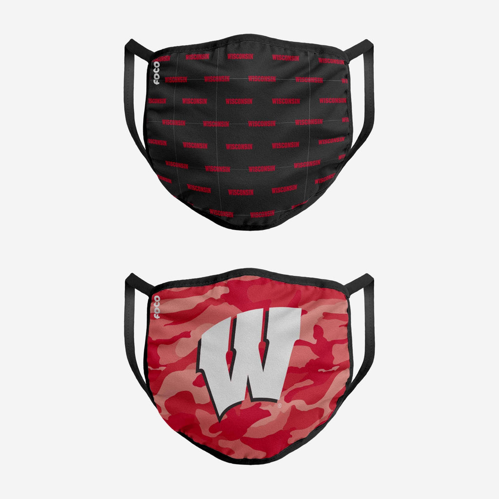 Wisconsin Badgers Clutch 2 Pack Face Cover FOCO - FOCO.com