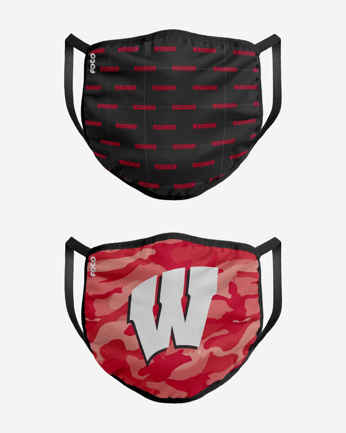 Wisconsin Badgers Clutch 2 Pack Face Cover FOCO - FOCO.com