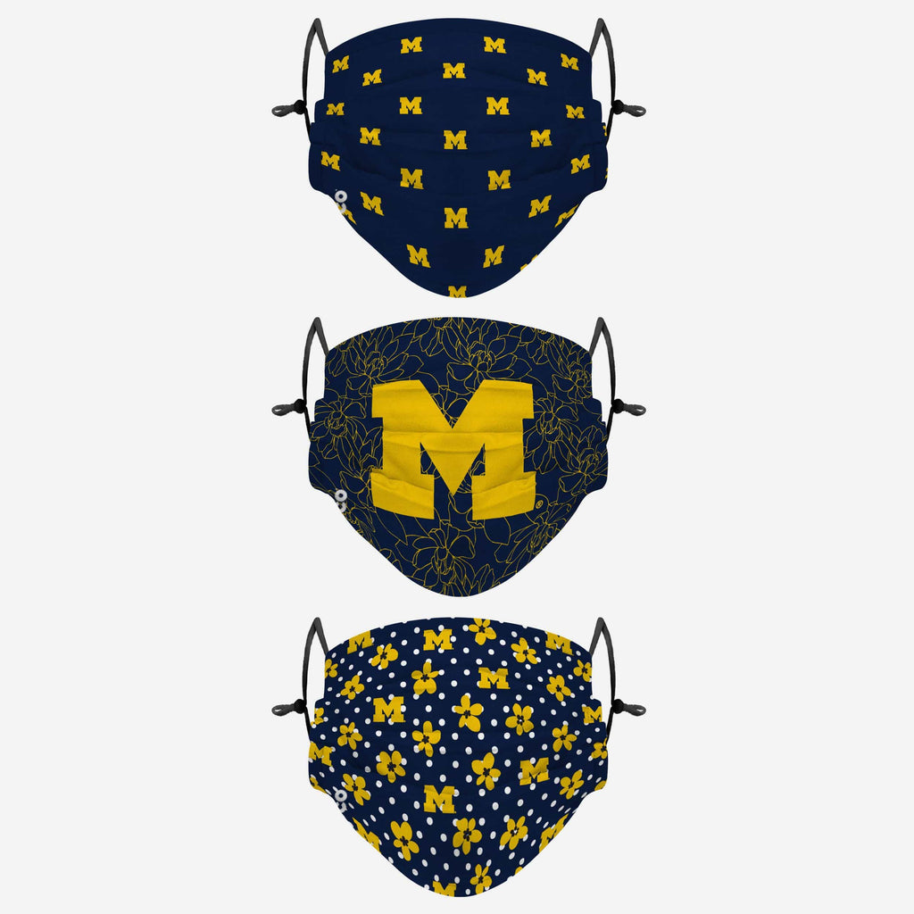 Michigan Wolverines Gameday Gardener 3 Pack Face Cover FOCO - FOCO.com