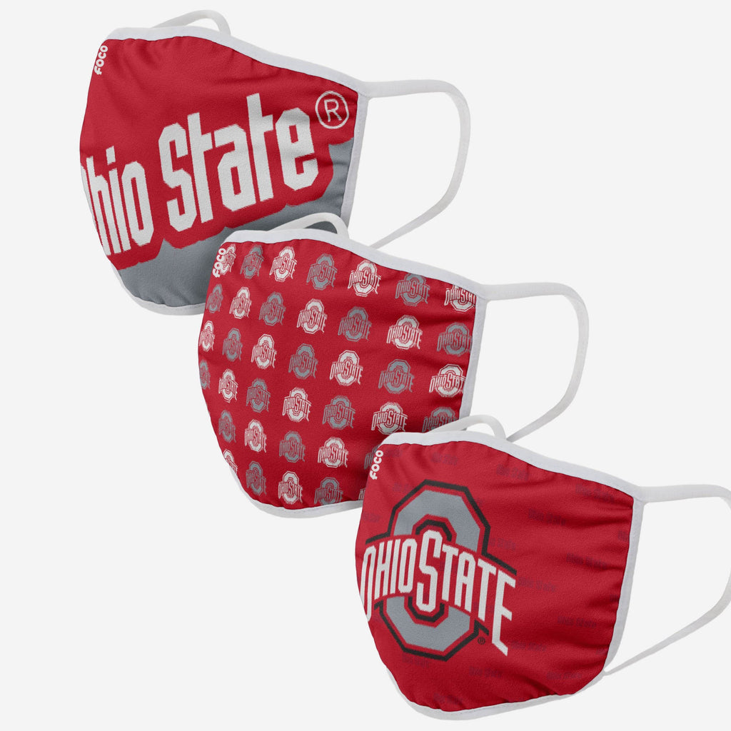 Ohio State Buckeyes Gametime 3 Pack Face Cover FOCO - FOCO.com