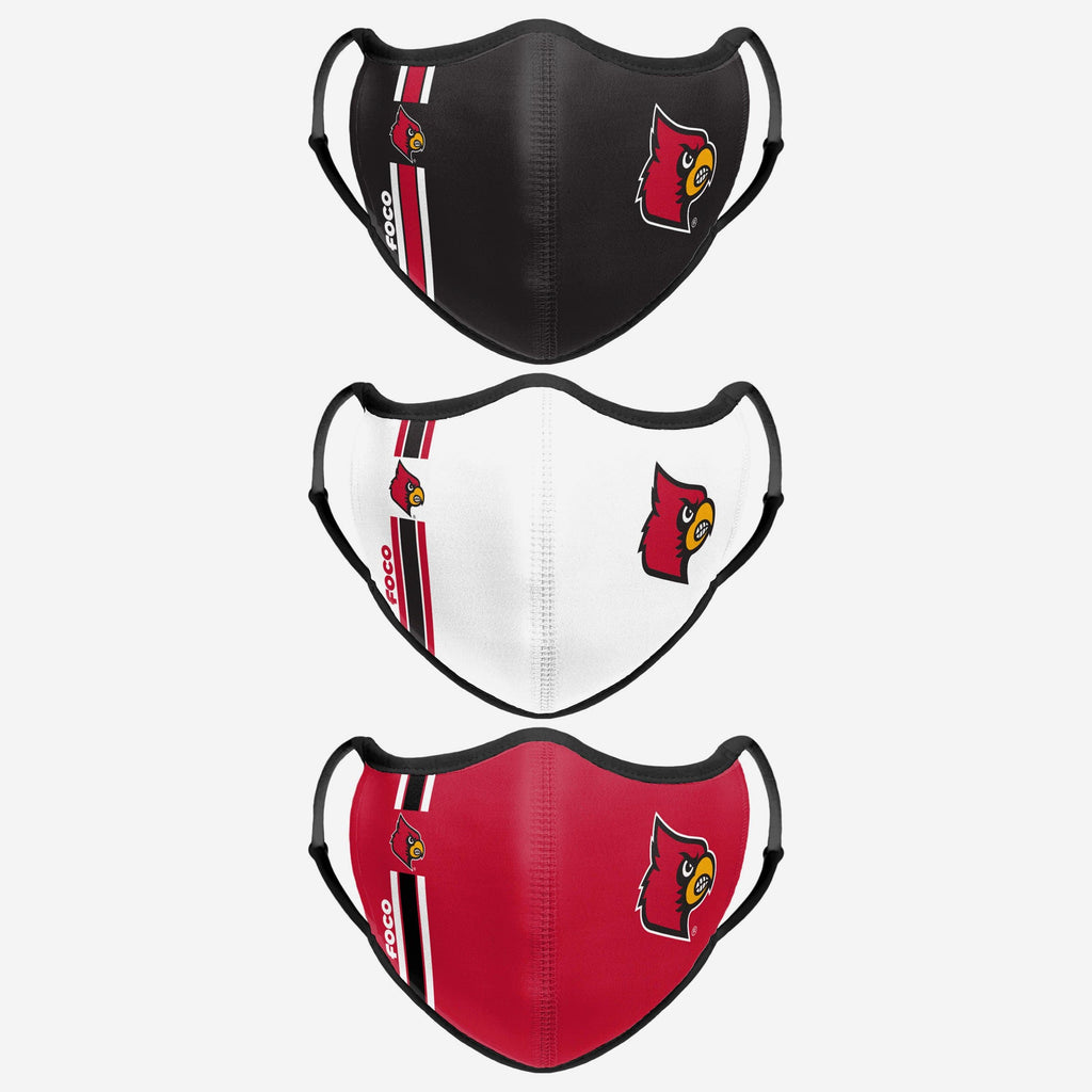 Louisville Cardinals Sport 3 Pack Face Cover FOCO - FOCO.com