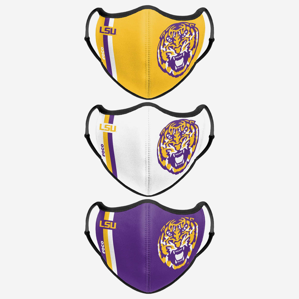 LSU Tigers Sport 3 Pack Face Cover FOCO - FOCO.com