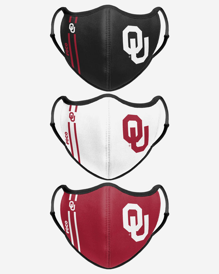 Oklahoma Sooners Sport 3 Pack Face Cover FOCO - FOCO.com