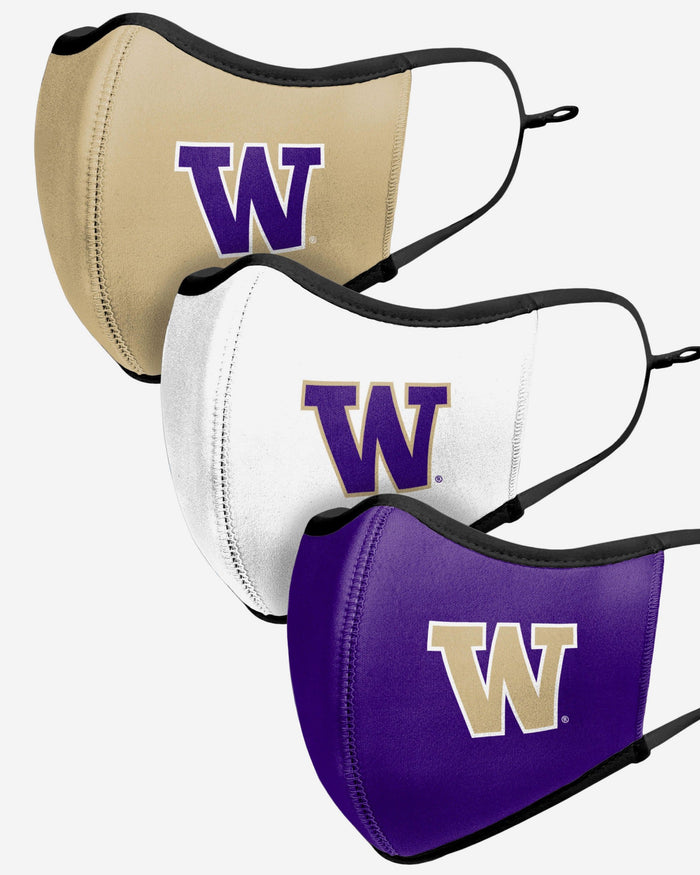 Washington Huskies Sport 3 Pack Face Cover FOCO - FOCO.com