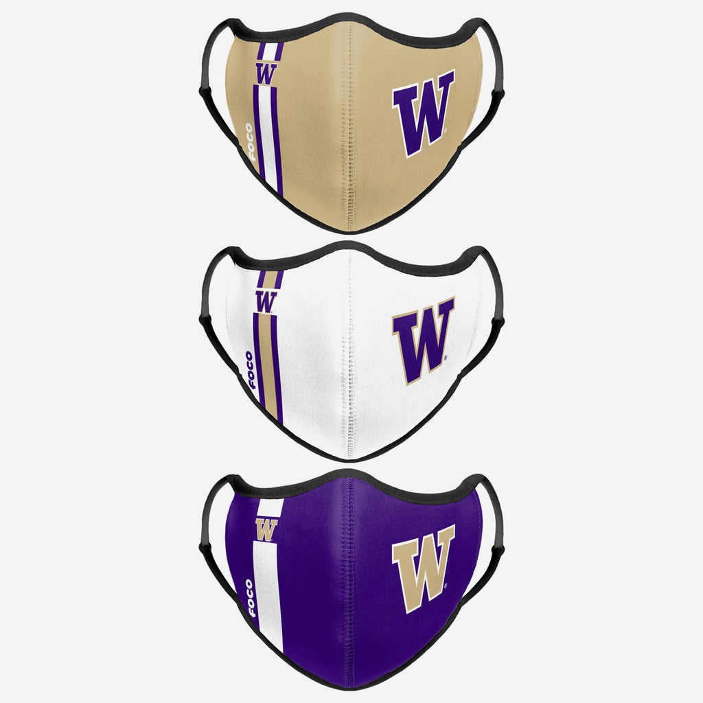 Washington Huskies Sport 3 Pack Face Cover FOCO - FOCO.com