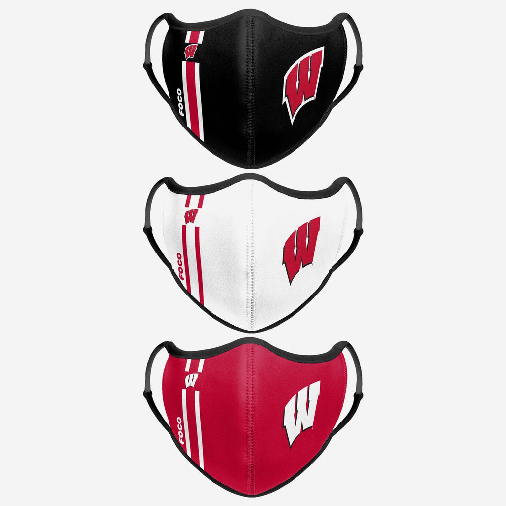 Wisconsin Badgers Sport 3 Pack Face Cover FOCO - FOCO.com