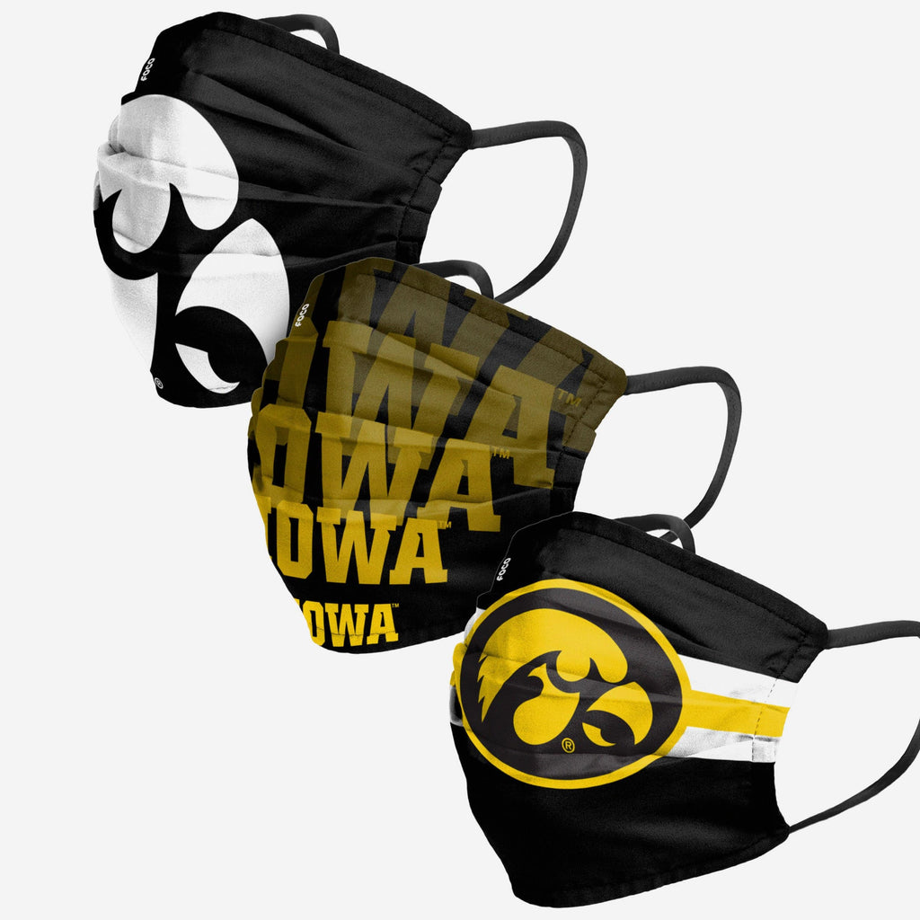 Iowa Hawkeyes Matchday 3 Pack Face Cover FOCO - FOCO.com