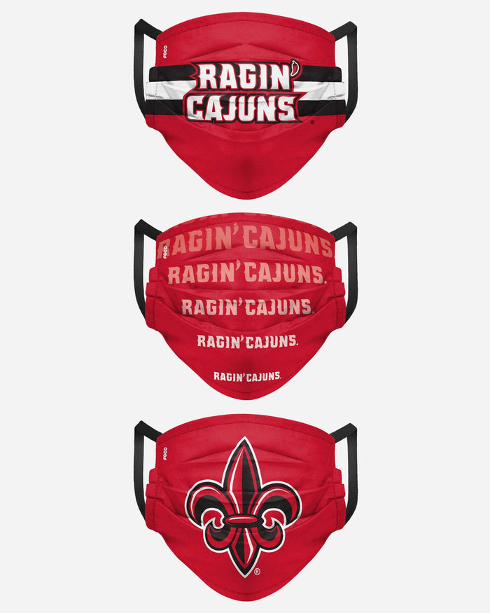Louisiana Ragin' Cajuns 3 Pack Matchday Face Cover FOCO - FOCO.com