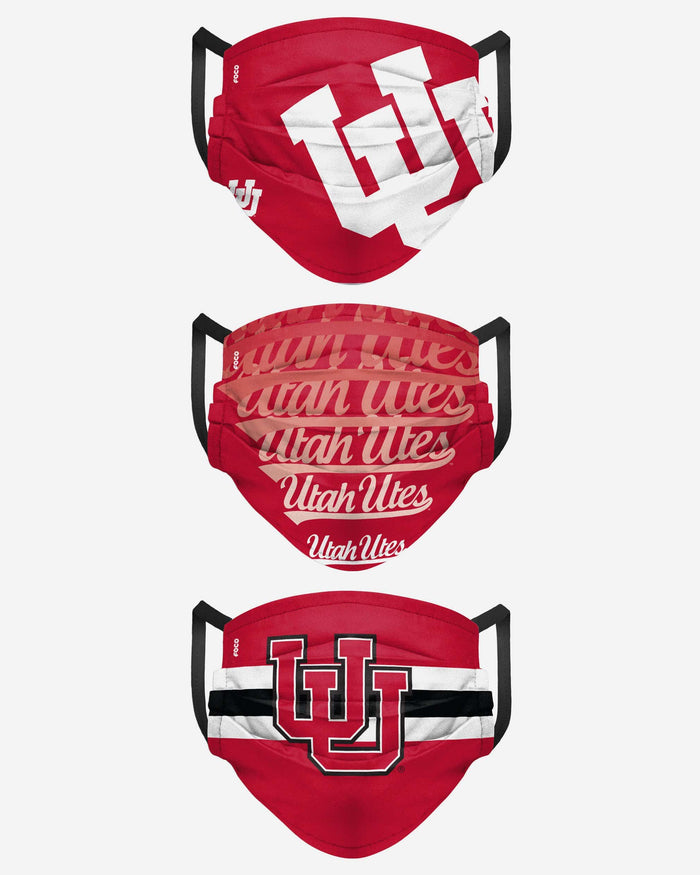 Utah Utes Matchday 3 Pack Face Cover FOCO - FOCO.com