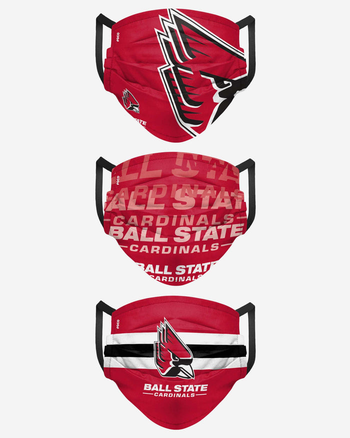 Ball State Cardinals Matchday 3 Pack Face Cover FOCO - FOCO.com