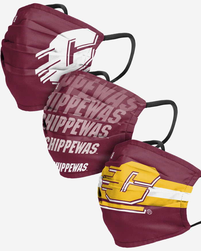 Central Michigan Chippewas Matchday 3 Pack Face Cover FOCO - FOCO.com