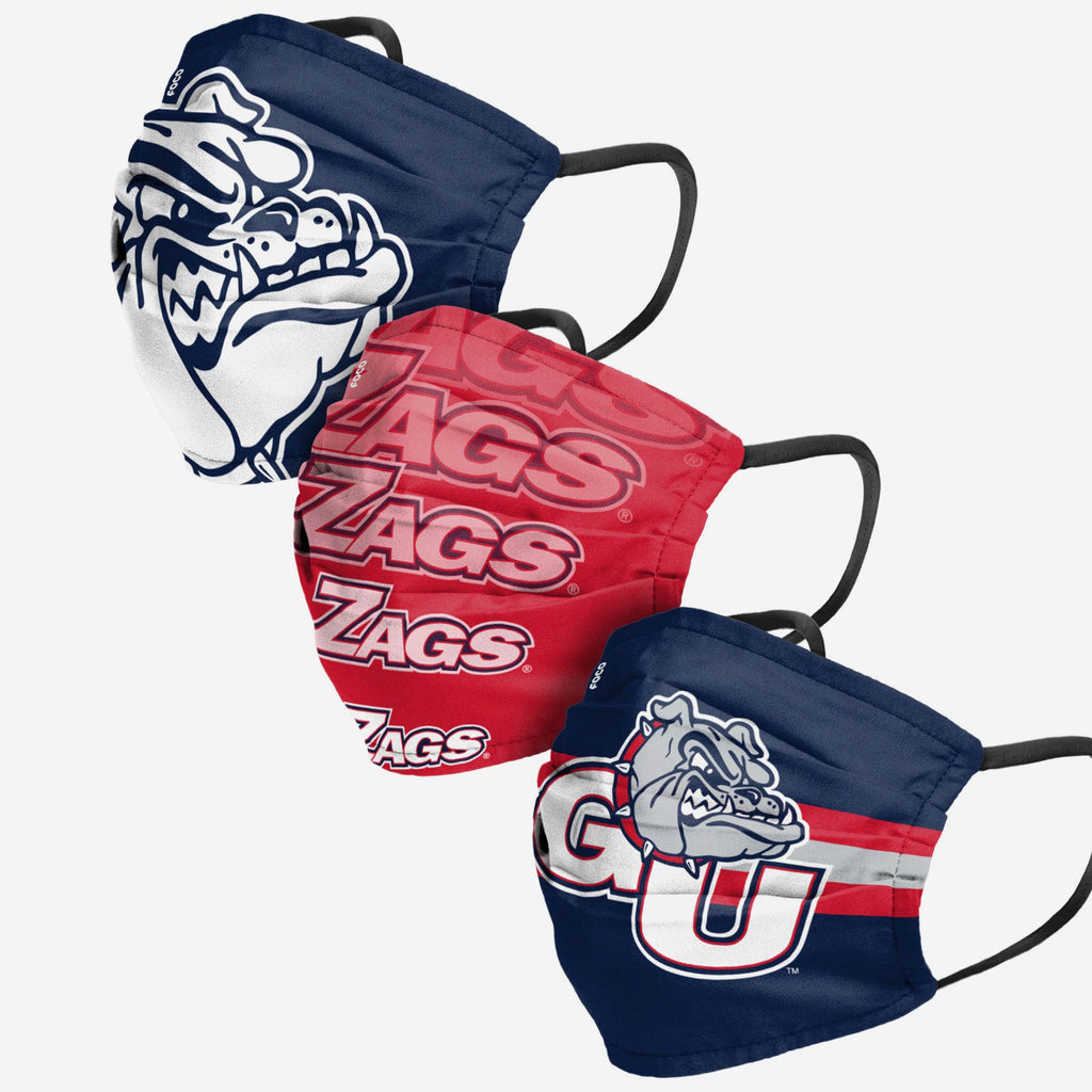 Gonzaga Bulldogs Matchday 3 Pack Face Cover FOCO - FOCO.com