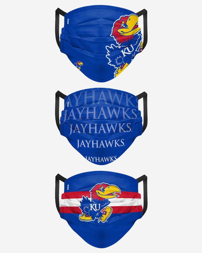 Kansas Jayhawks Matchday 3 Pack Face Cover FOCO - FOCO.com