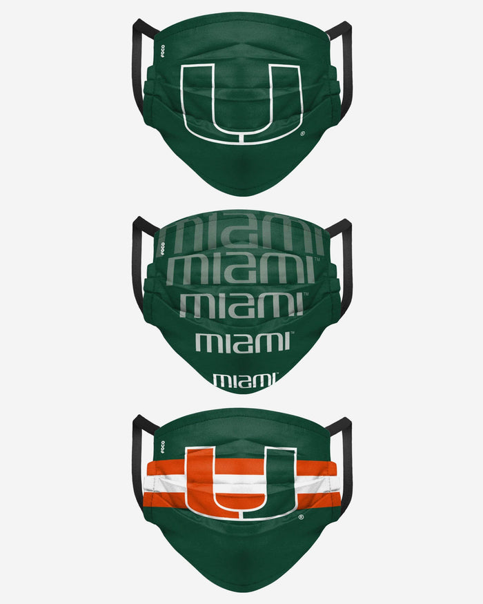 Miami Hurricanes Matchday 3 Pack Face Cover FOCO - FOCO.com