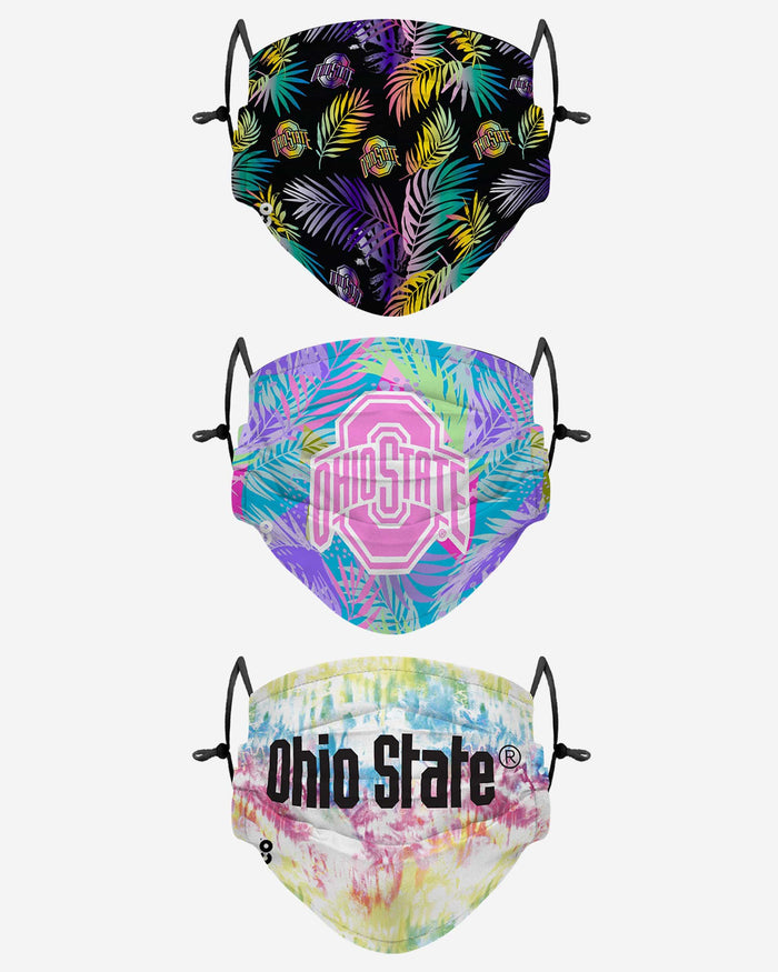 Ohio State Buckeyes Neon Floral 3 Pack Face Cover FOCO - FOCO.com