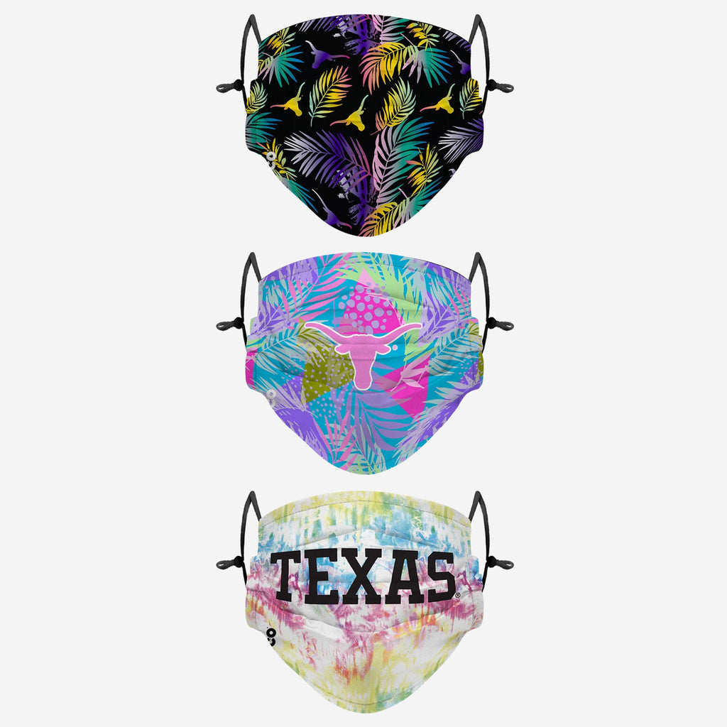 Texas Longhorns Neon Floral 3 Pack Face Cover FOCO - FOCO.com