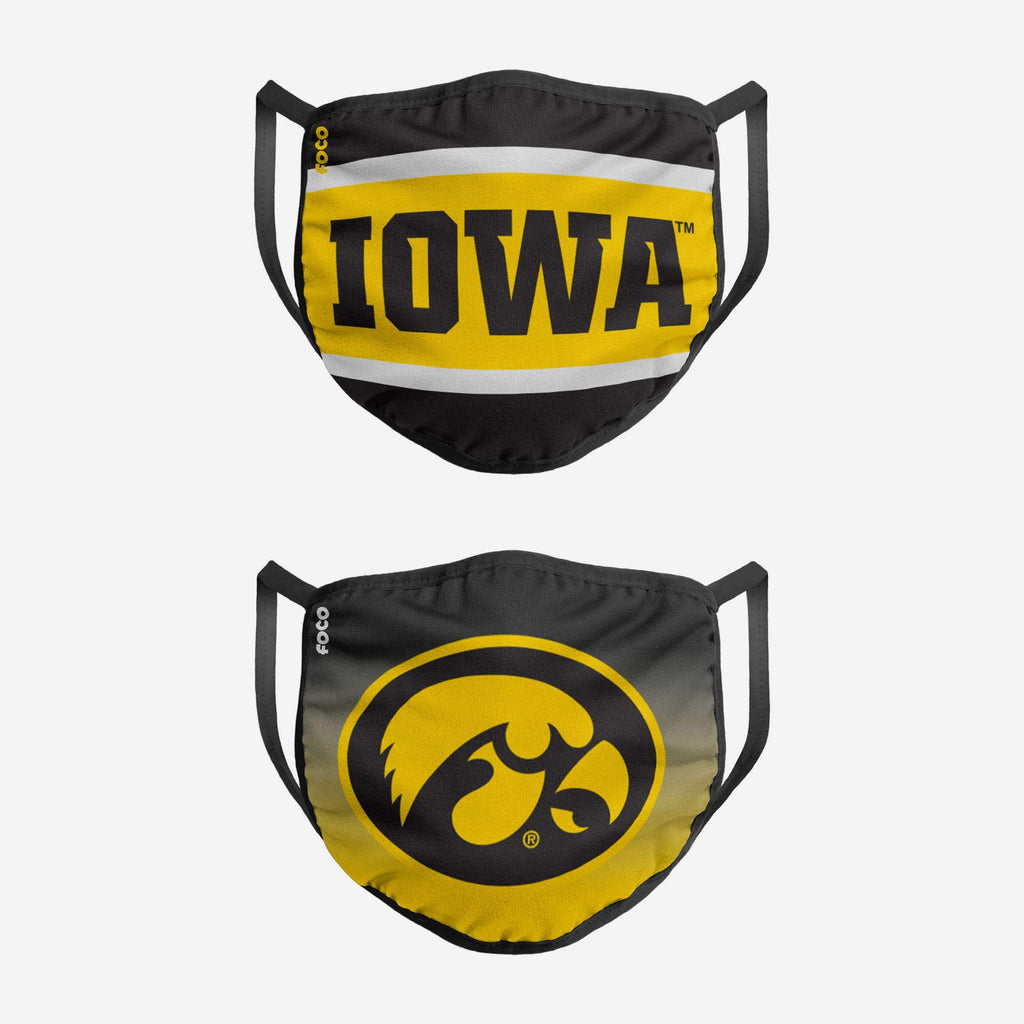 Iowa Hawkeyes Printed 2 Pack Face Cover FOCO - FOCO.com