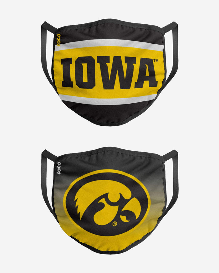 Iowa Hawkeyes Printed 2 Pack Face Cover FOCO - FOCO.com