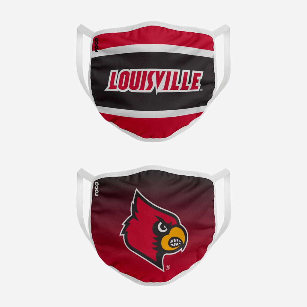 Louisville Cardinals Printed 2 Pack Face Cover FOCO - FOCO.com