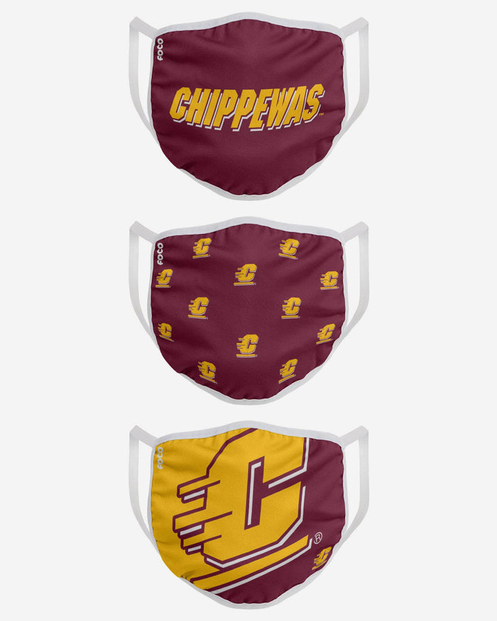 Central Michigan Chippewas 3 Pack Face Cover FOCO - FOCO.com