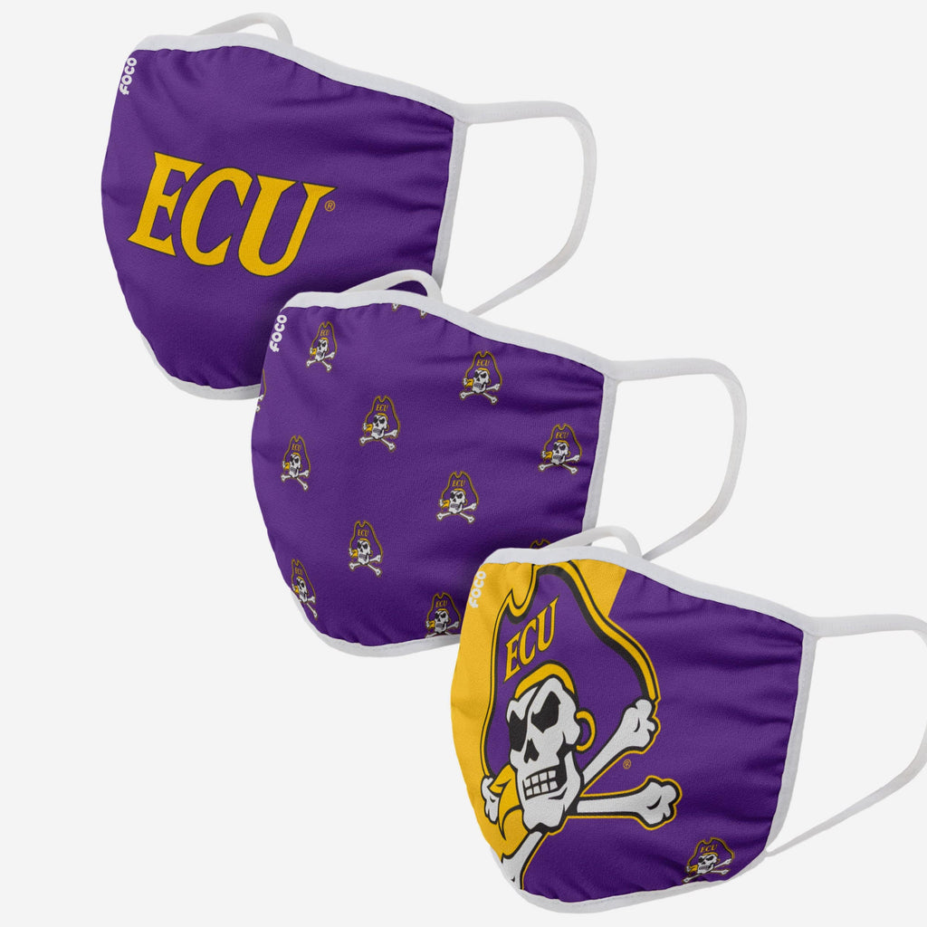 East Carolina Pirates 3 Pack Face Cover FOCO - FOCO.com