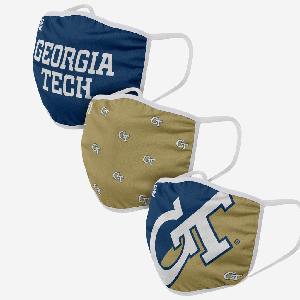 Georgia Tech Yellow Jackets 3 Pack Face Cover FOCO - FOCO.com