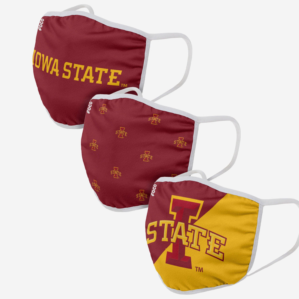 Iowa State Cyclones 3 Pack Face Cover FOCO - FOCO.com