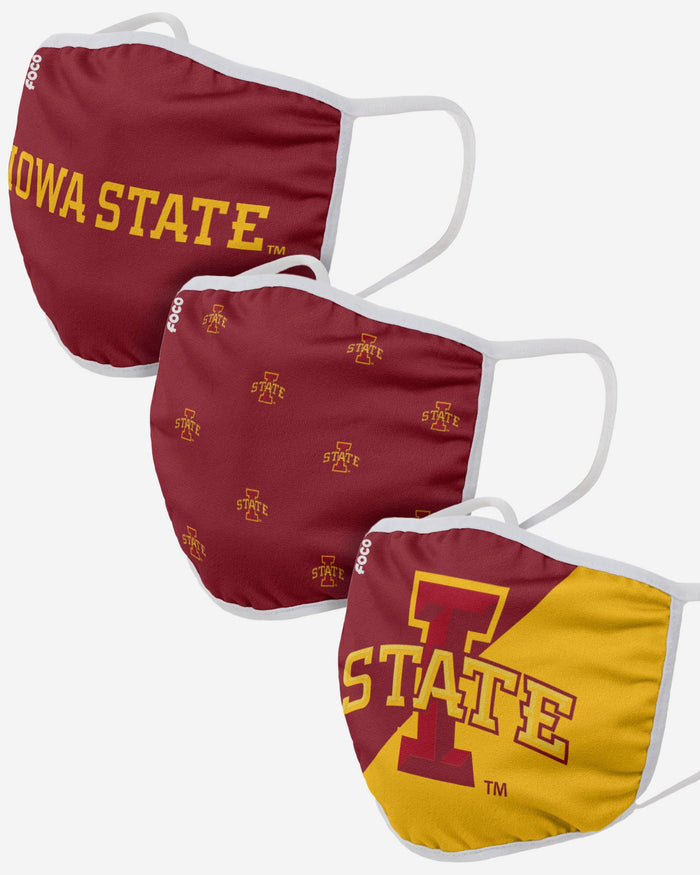 Iowa State Cyclones 3 Pack Face Cover FOCO - FOCO.com