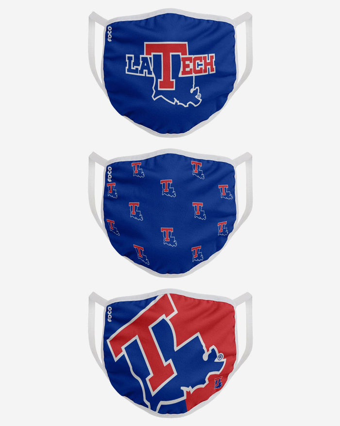 Louisiana Tech Bulldogs 3 Pack Face Cover FOCO - FOCO.com