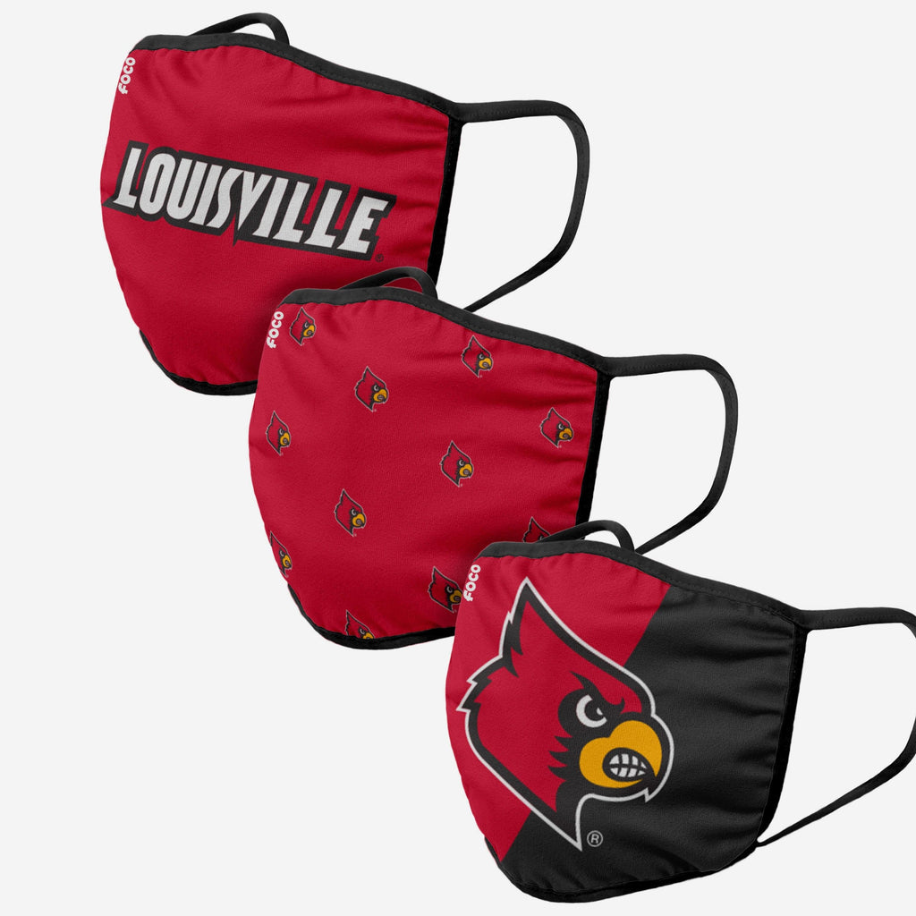 Louisville Cardinals 3 Pack Face Cover FOCO - FOCO.com