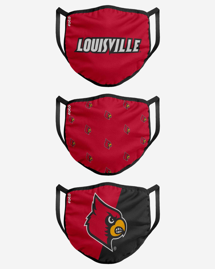 Louisville Cardinals 3 Pack Face Cover FOCO - FOCO.com