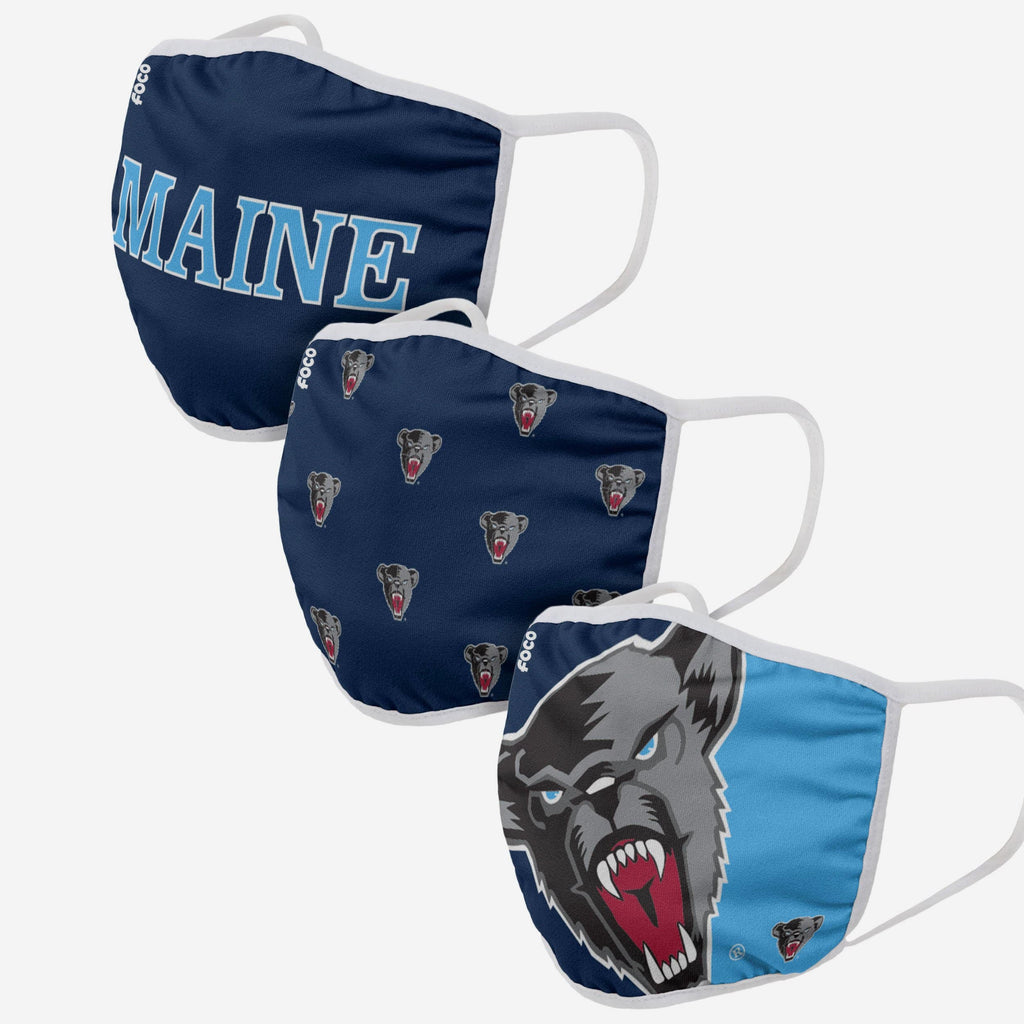 Maine Black Bears 3 Pack Face Cover FOCO - FOCO.com