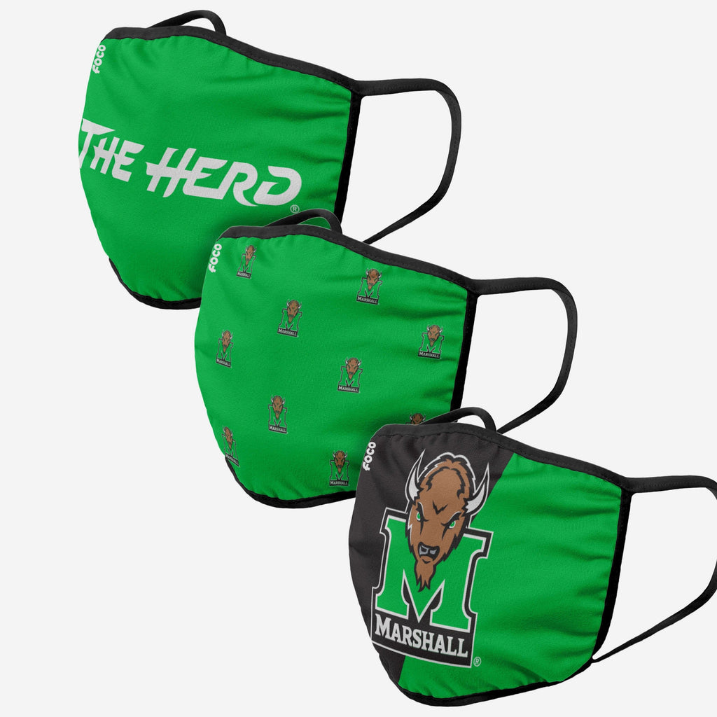 Marshall Thundering Herd 3 Pack Face Cover FOCO - FOCO.com
